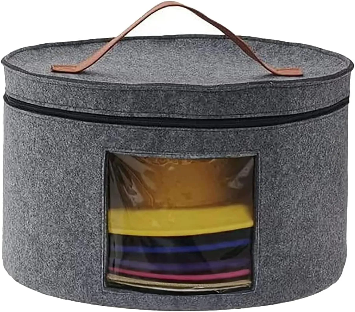 Memfish Hat Box-Hat Boxes for Women Storage Travel Large Round Hat Carrier Case Organizer with Lids Wide-Brim Cowboy Men Cowboys Caps Clothes Closet Storage Foldable(Grey)