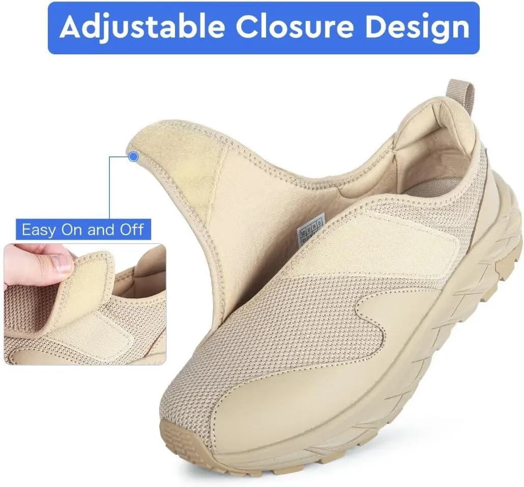 Men Diabetic Shoes Wide Width Shoes with Adjustable Closure for Swollen Feet Non-Slip Air Cushion Bottom Sneakers