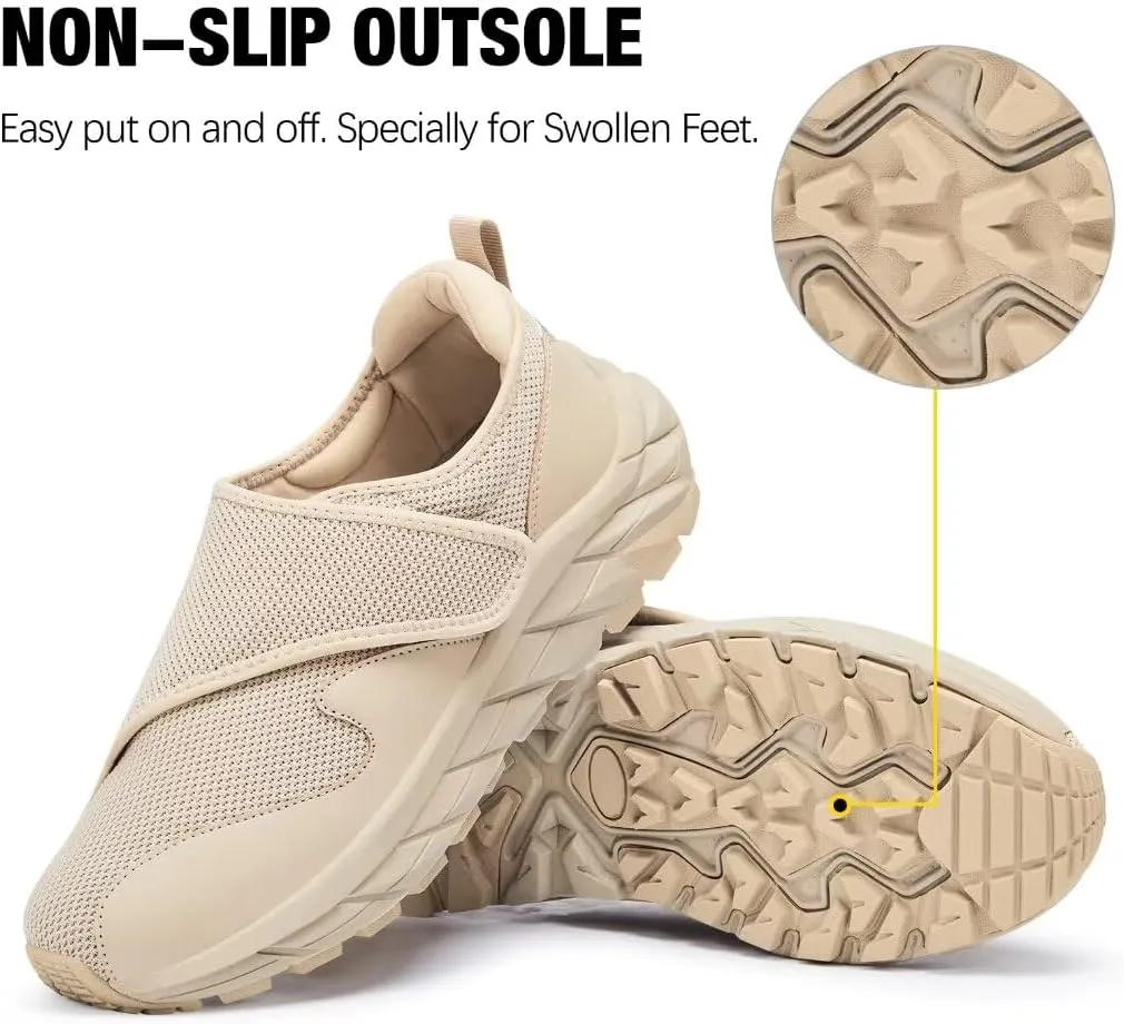 Men Diabetic Shoes Wide Width Shoes with Adjustable Closure for Swollen Feet Non-Slip Air Cushion Bottom Sneakers