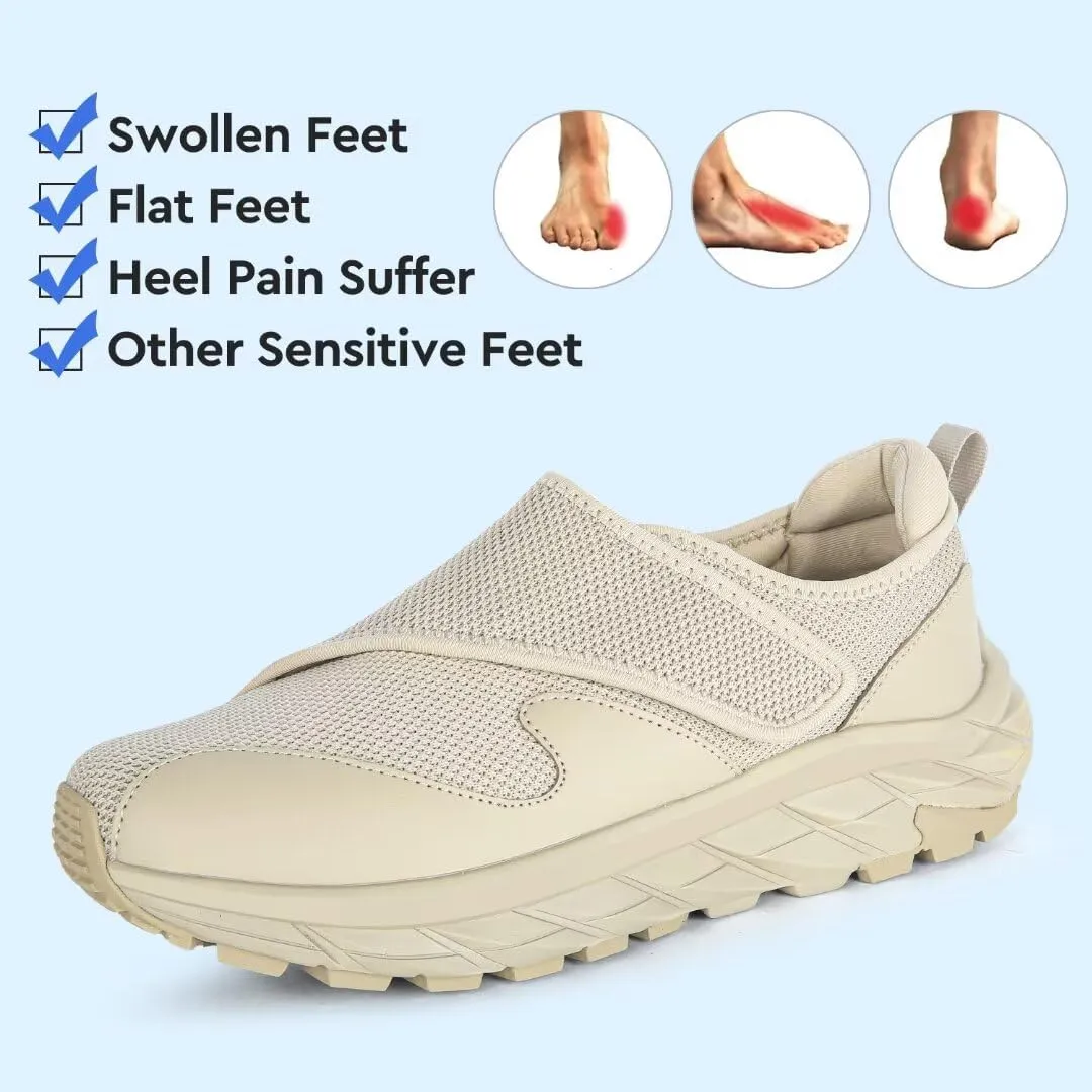 Men Diabetic Shoes Wide Width Shoes with Adjustable Closure for Swollen Feet Non-Slip Air Cushion Bottom Sneakers