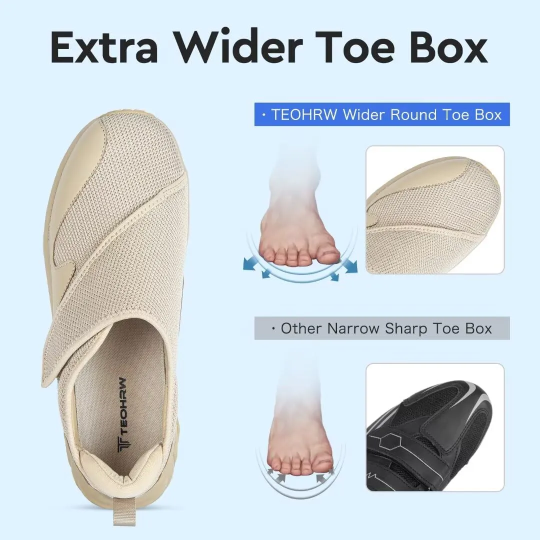 Men Diabetic Shoes Wide Width Shoes with Adjustable Closure for Swollen Feet Non-Slip Air Cushion Bottom Sneakers