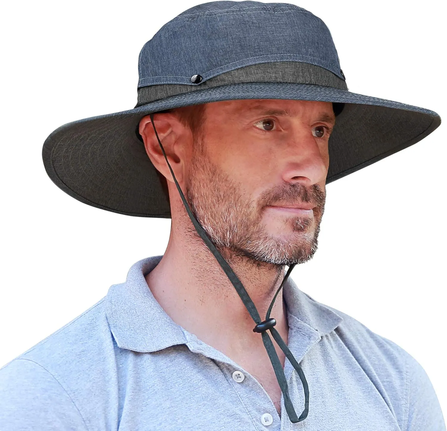 Men Safari Sun Hat Wide Brim Boonie Fishing Cap with Adjustable Drawstring