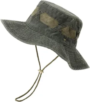 Men Women Cotton Boonie Hat Summer Mesh Breathable Sun Hat Camping Hiking Fishing Panama Bucket Cap Visor