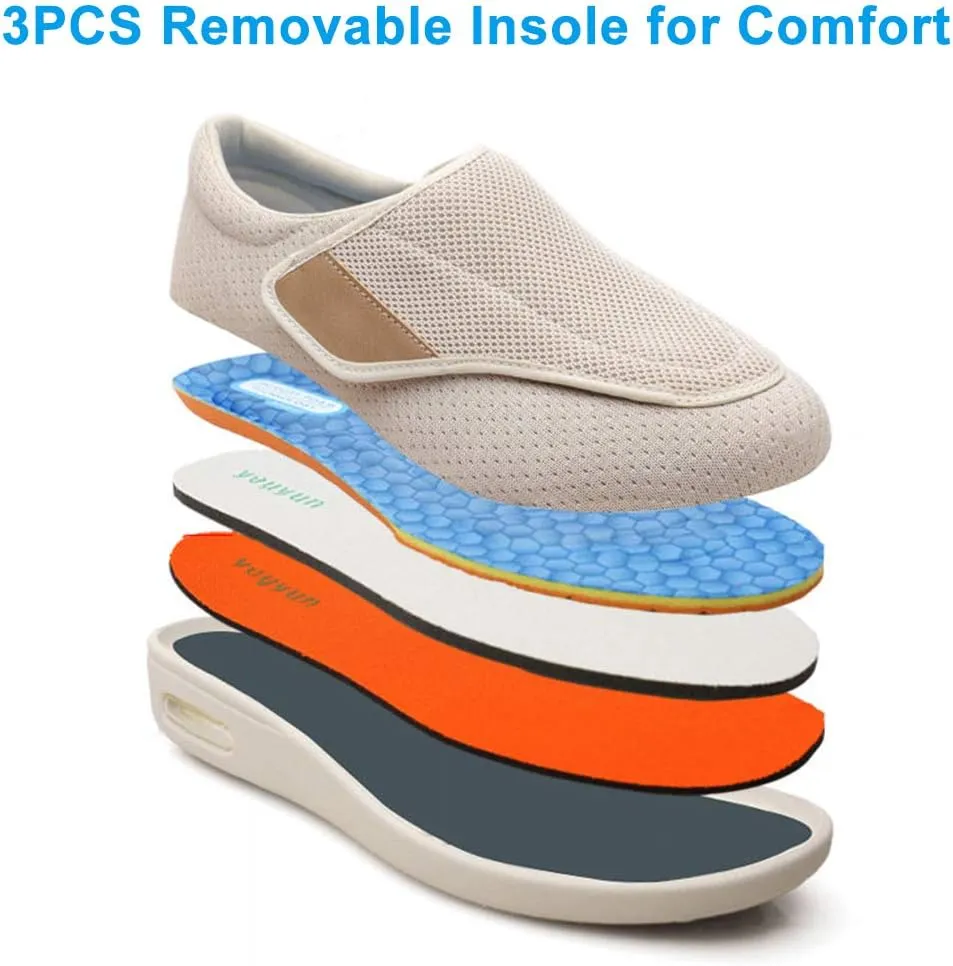Men's Diabetic Shoes Pain Relief Easy to Slip On Wide Widths Slippers Adjustable Orthopedic with Removable Memory Foam Insoles Lightweight for Seniors Swollen Feet