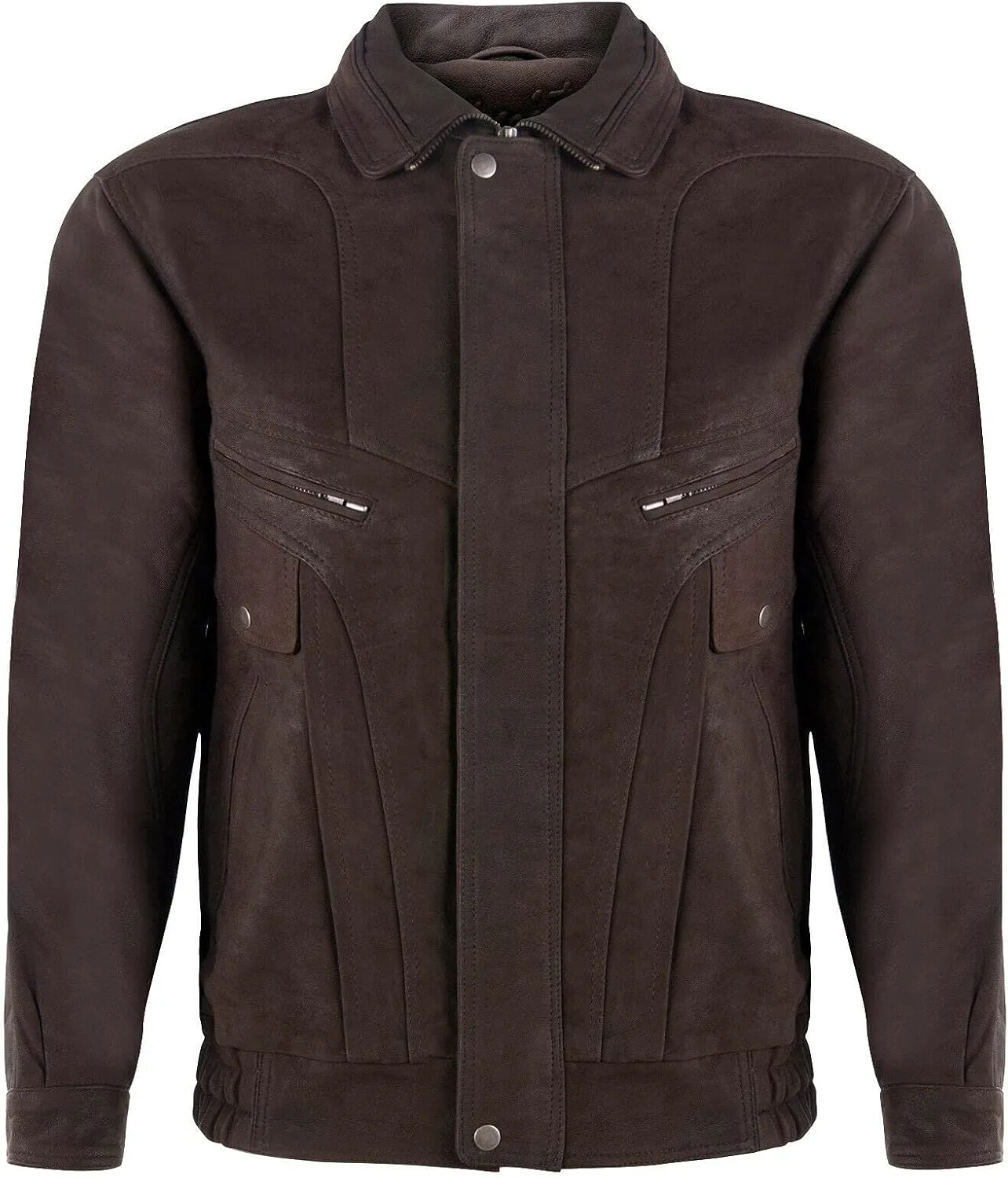 Men's Leather Jacket Classic Buffalo Suede Harrington Tailored Bomber