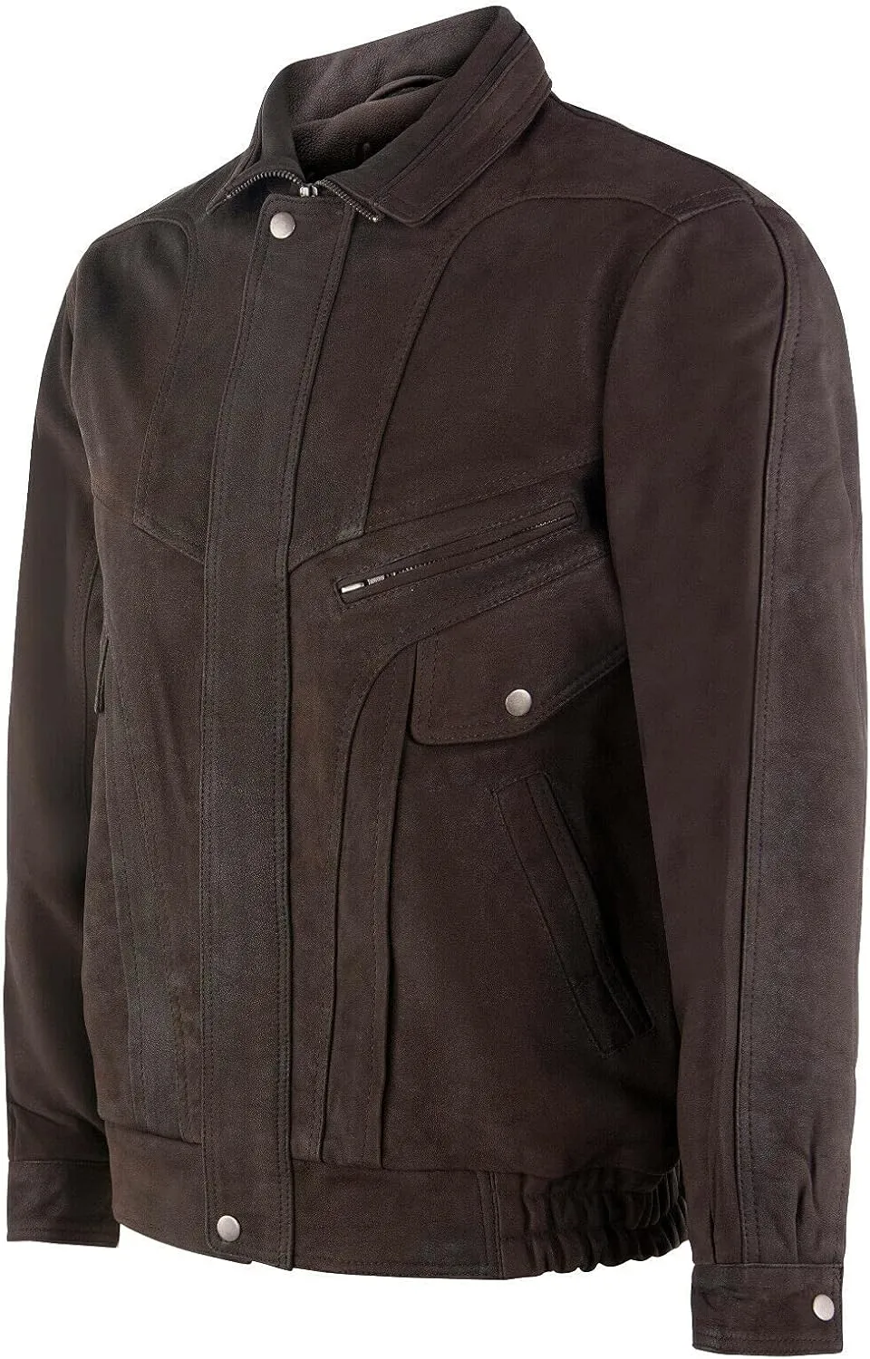 Men's Leather Jacket Classic Buffalo Suede Harrington Tailored Bomber