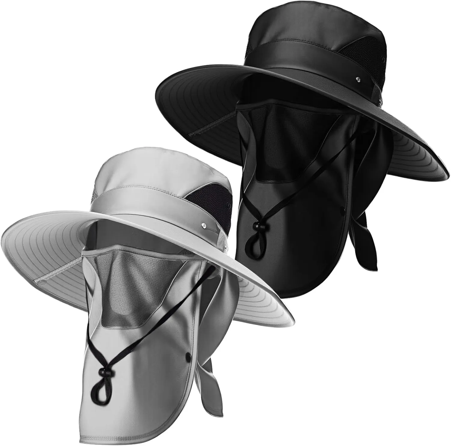 Mens Sun Hat with Face Cover Neck Flap XXL UPF 50  Sun Protection Wide Brim Fishing Hat