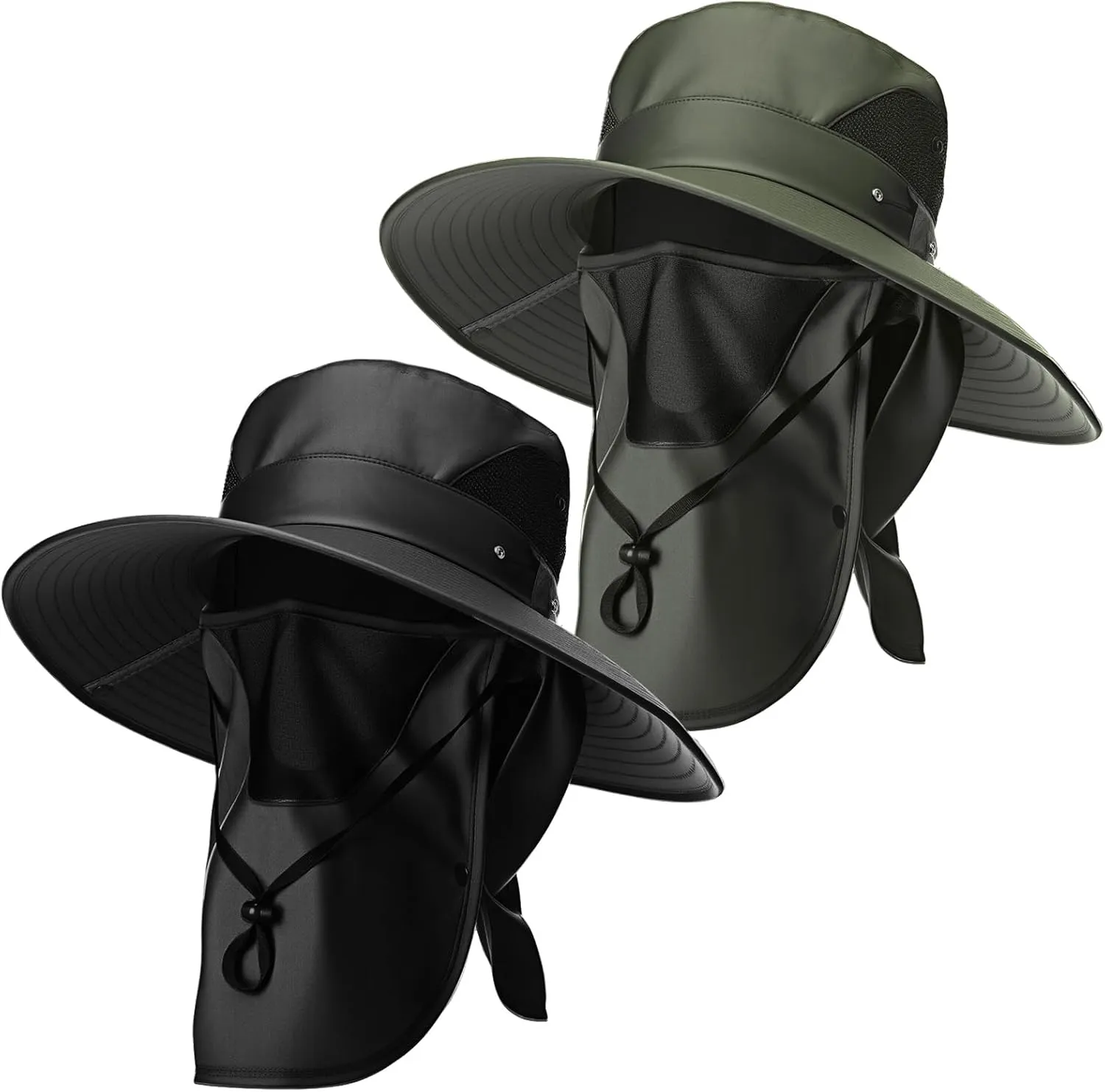 Mens Sun Hat with Face Cover Neck Flap XXL UPF 50  Sun Protection Wide Brim Fishing Hat