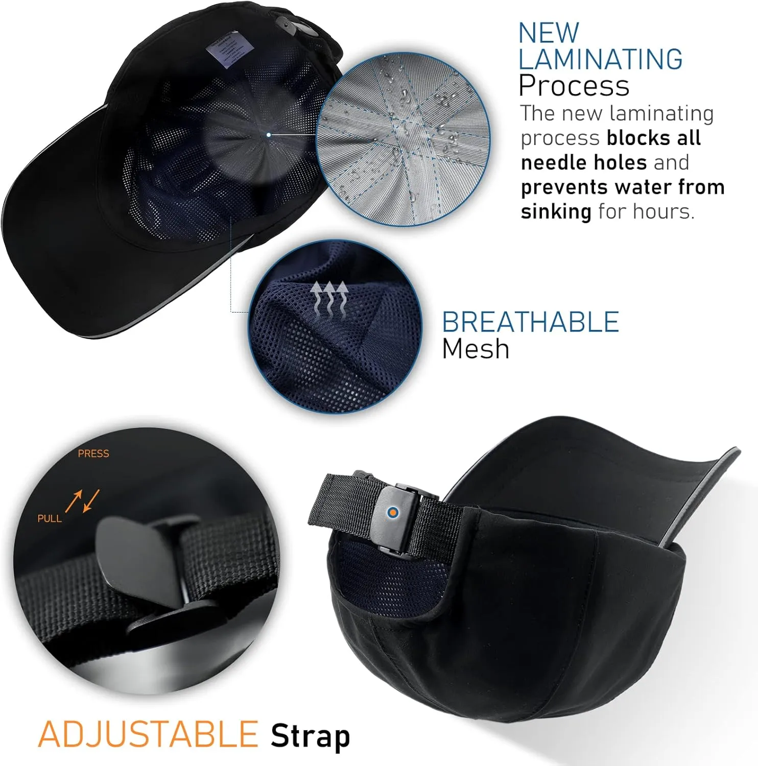 Mens Waterproof Baseball Cap Womens Rain Hat Foldable Outdoor Running Sun Fishing hat