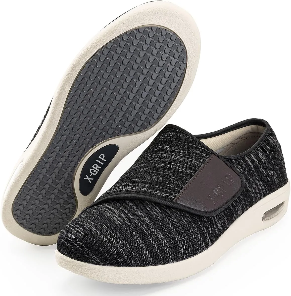 Men's Wide Width Diabetic Shoes Adjustable Closure for Arthritis Swollen Edema Plantar Fasciitis Swollen Feet Walking Shoes