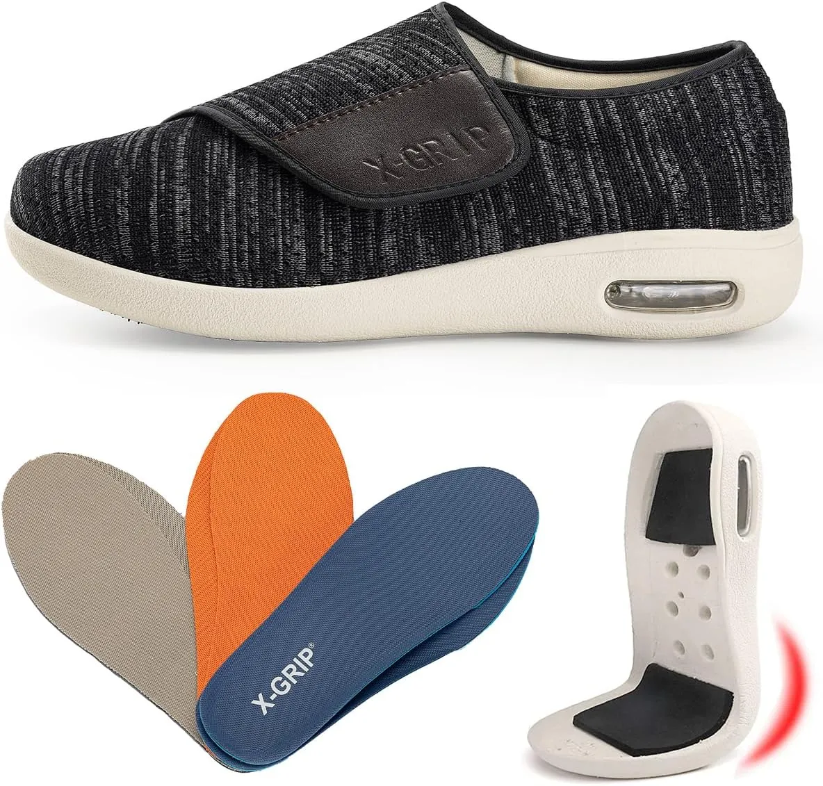 Men's Wide Width Diabetic Shoes Adjustable Closure for Arthritis Swollen Edema Plantar Fasciitis Swollen Feet Walking Shoes