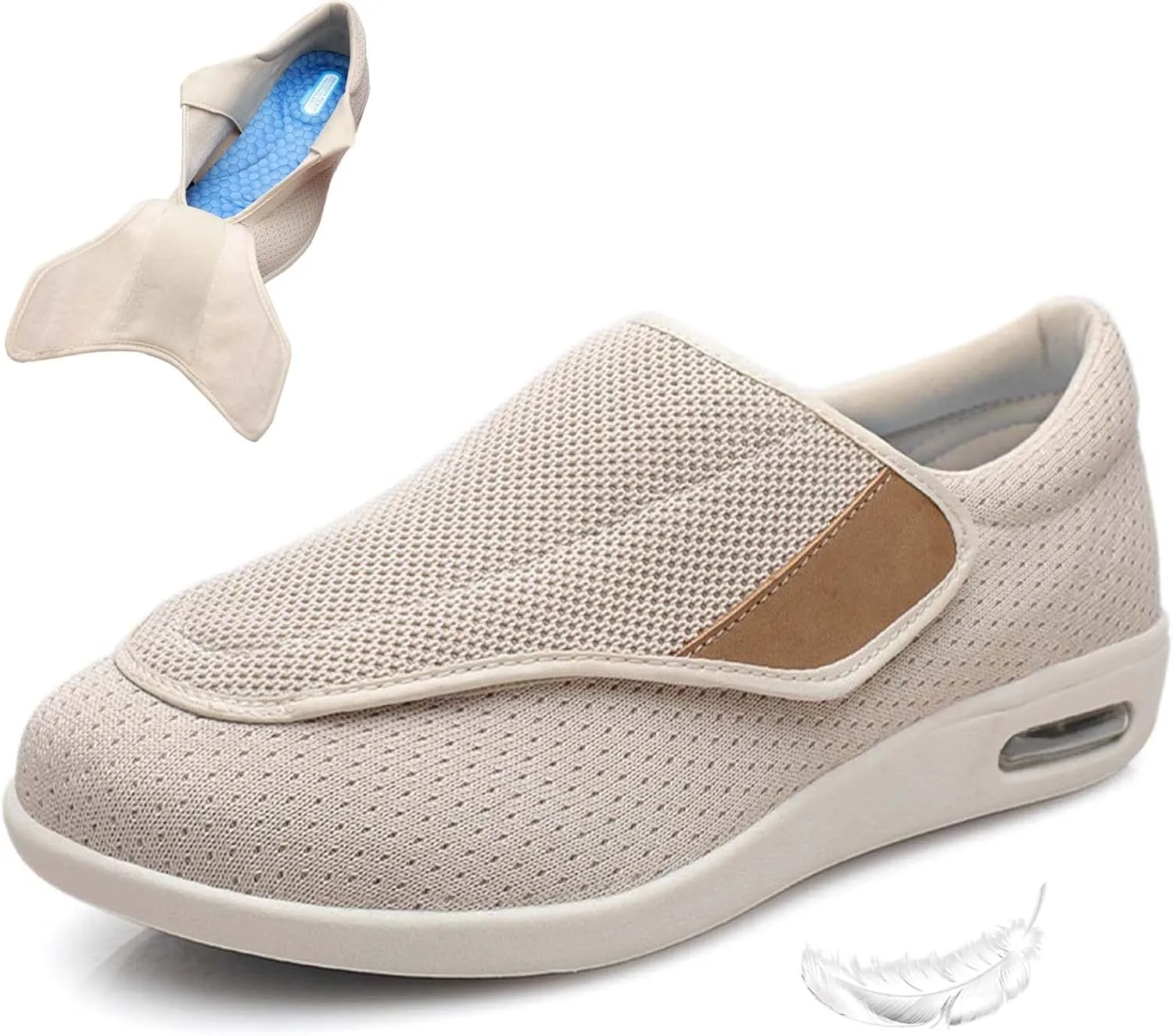 Men's Wide Width Shoes with Adjustable Closure Lightweight,Diabetic Edema Plantar Fasciitis Arthritis Swollen Feet Fattening and Widening Elderly Shoes Men 12/Women 13
