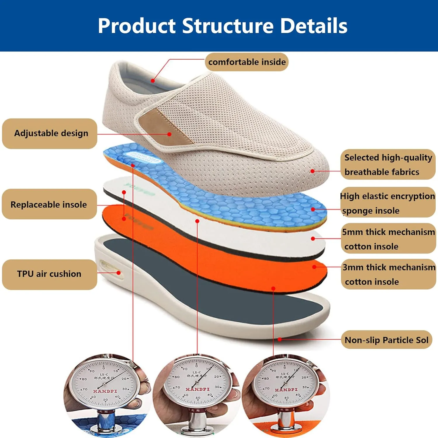 Men's Wide Width Shoes with Adjustable Closure Lightweight,Diabetic Edema Plantar Fasciitis Arthritis Swollen Feet Fattening and Widening Elderly Shoes Men 12/Women 13