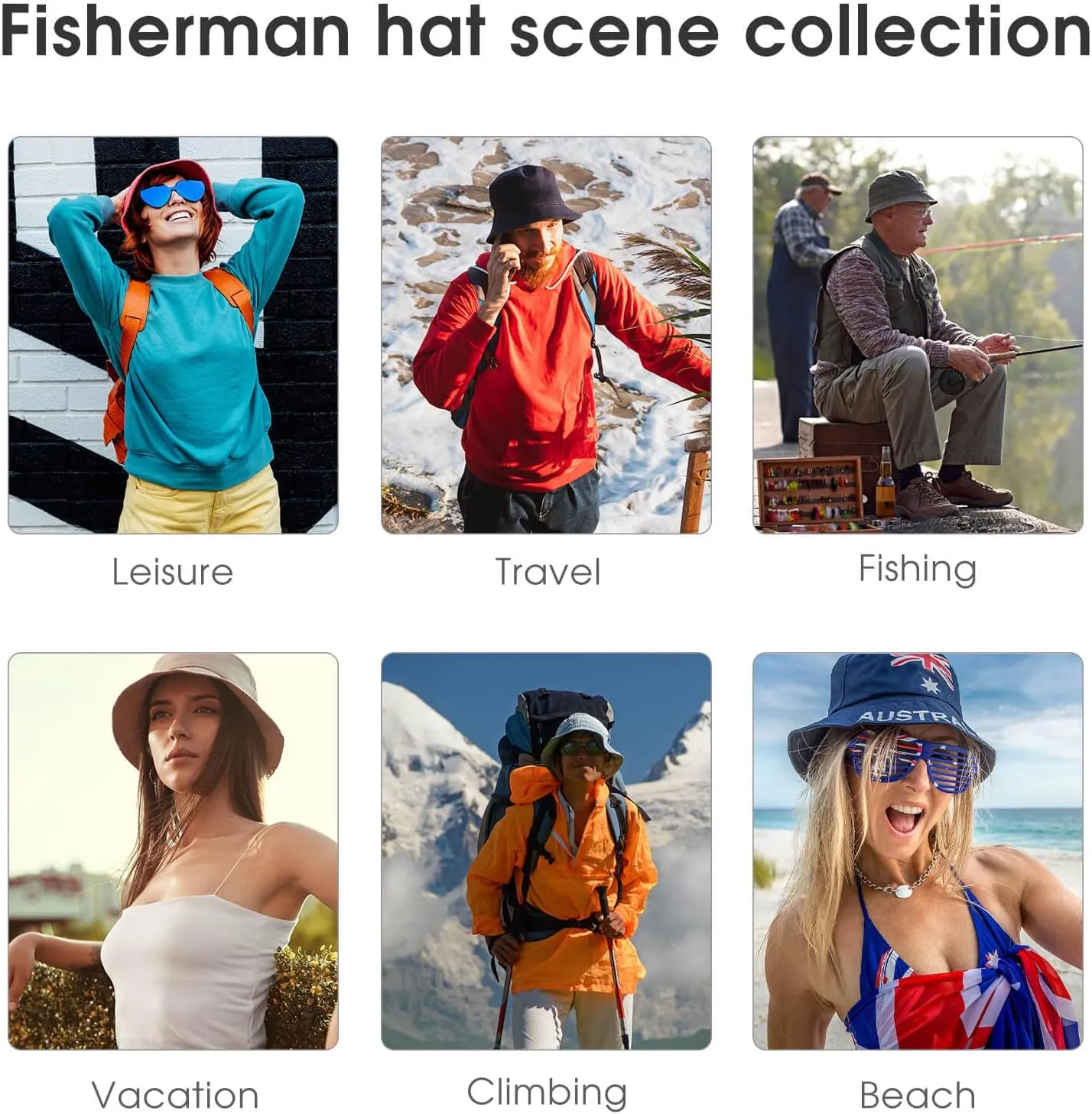 Mercuryelf Bucket Hat Gifts for Men Women, Unisex Packable Sun Cap, Fashion Black Fisherman Hat Summer Outdoor