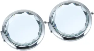 MERRYHAPY 2pcs Folding Mirror Double-Sided Makeup Mirror Compact Portable for Travel Party Stylish Metal Crystal