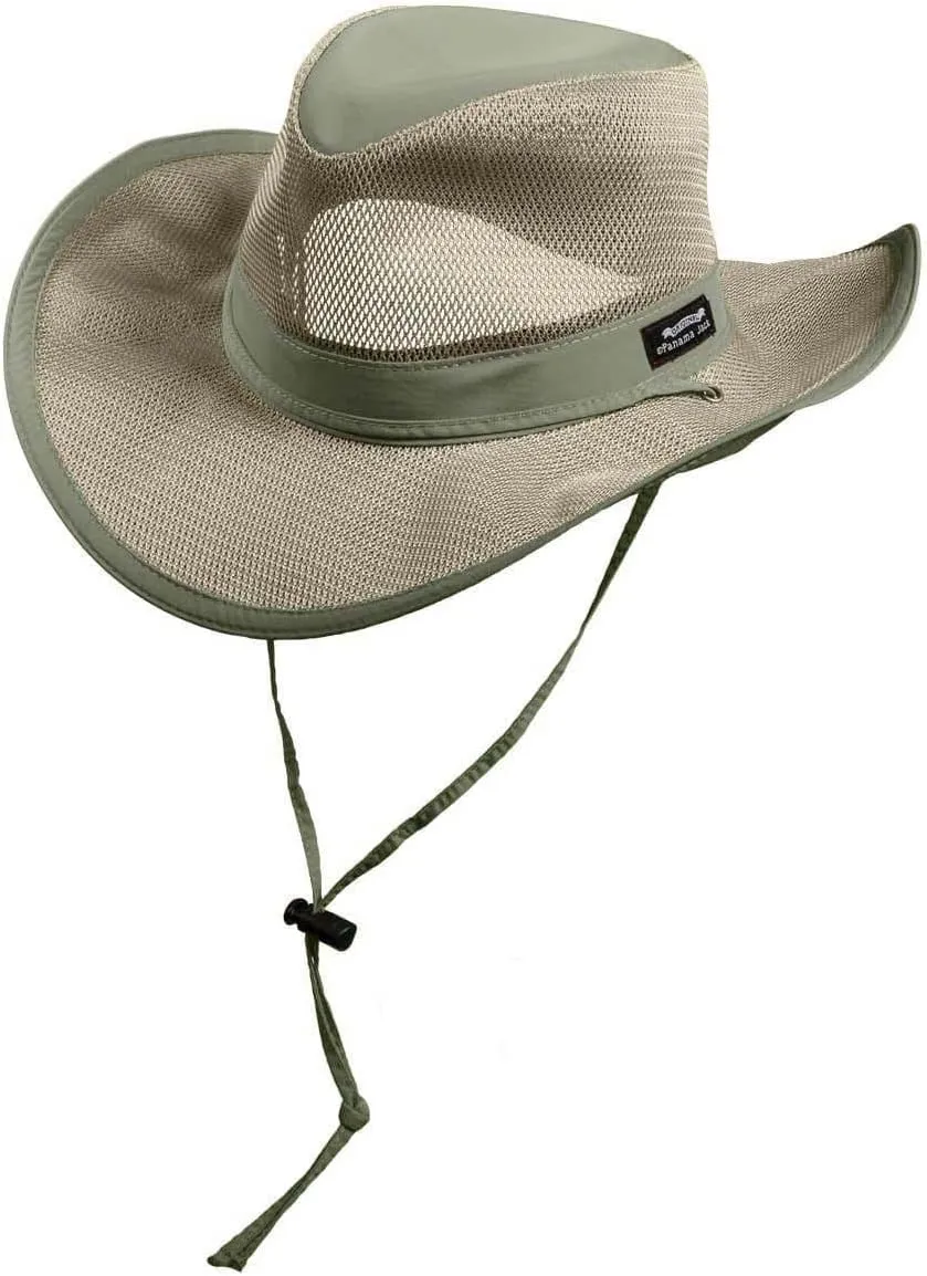 Mesh Crown Safari Men's Sun Hat, 3" Brim, Adjustable Chin Cord, UPF (SPF) 50  Sunhat Protection
