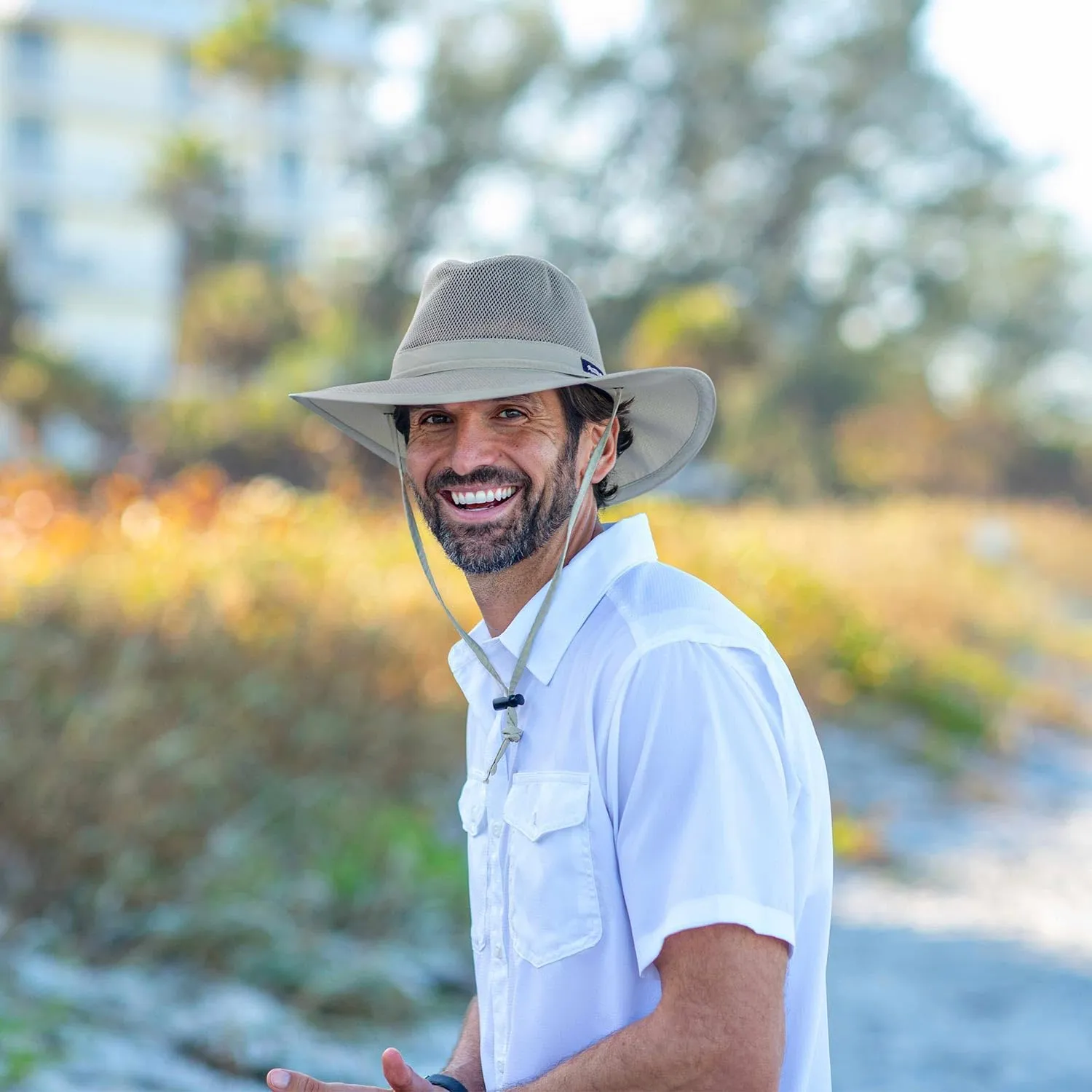Mesh Crown Safari Men's Sun Hat, 3" Brim, Adjustable Chin Cord, UPF (SPF) 50  Sunhat Protection