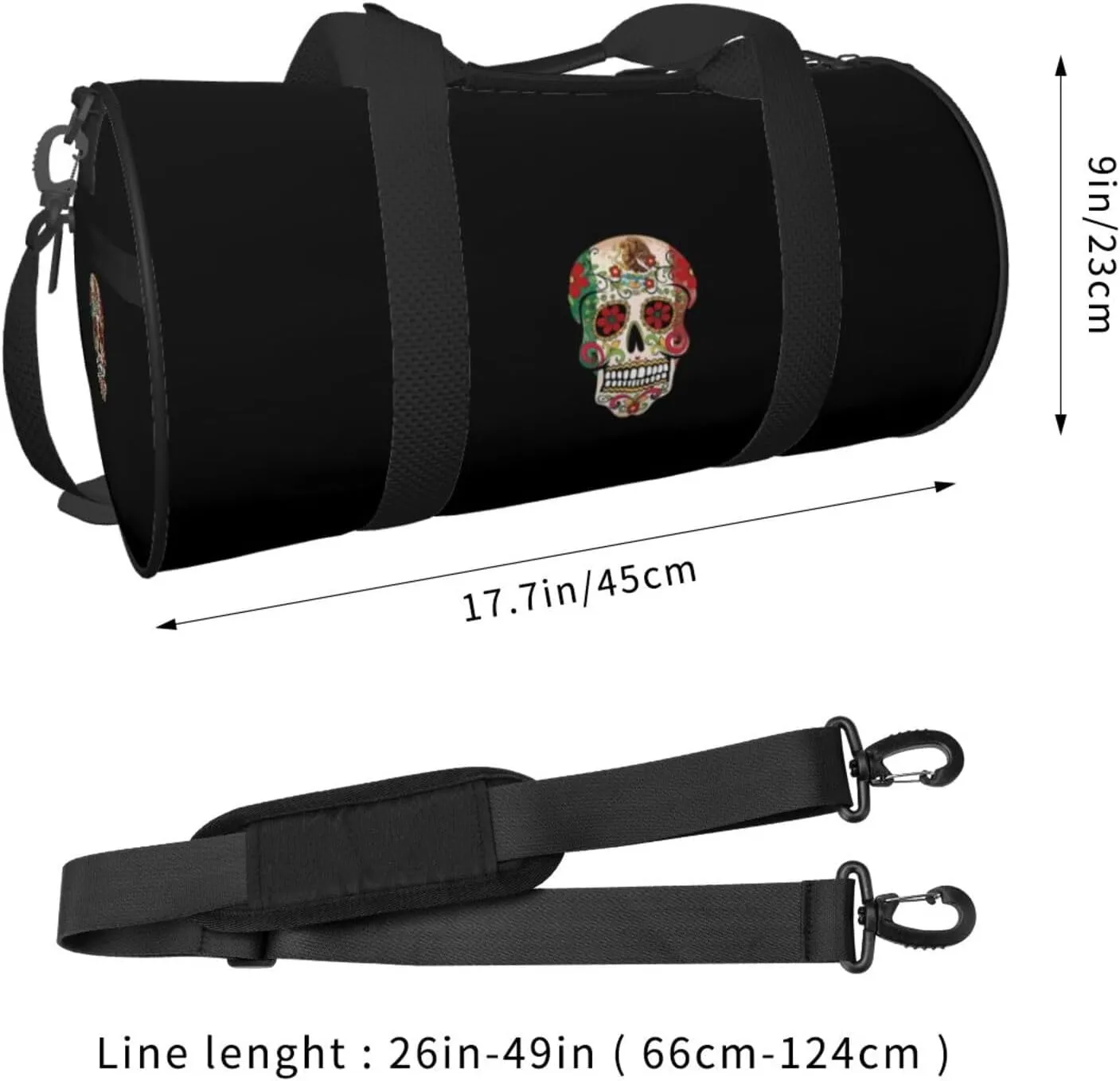 Mexican Flag Empire Mexico Pride Travel Luggage Duffel Bag Sports Rolling Foldable Duffel Bag, Black