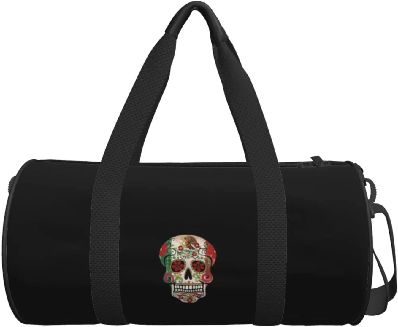 Mexican Flag Empire Mexico Pride Travel Luggage Duffel Bag Sports Rolling Foldable Duffel Bag, Black