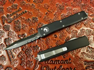 Microtech UTX-70 Black Double Edge Part Serrated 147-2 OTF D/E P/S