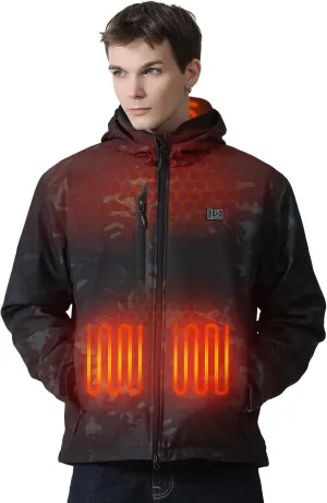 MIDIAN Heated Jacket with Battery Pack Down Insulation 8 Heat Zones Soft Shell Foldable Hood Overheat Protection