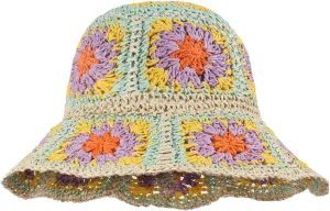 Minache Women Crochet Bucket Hats Floppy Beach Hat Floral Cap Foldable Outdoor Knitted Beanies