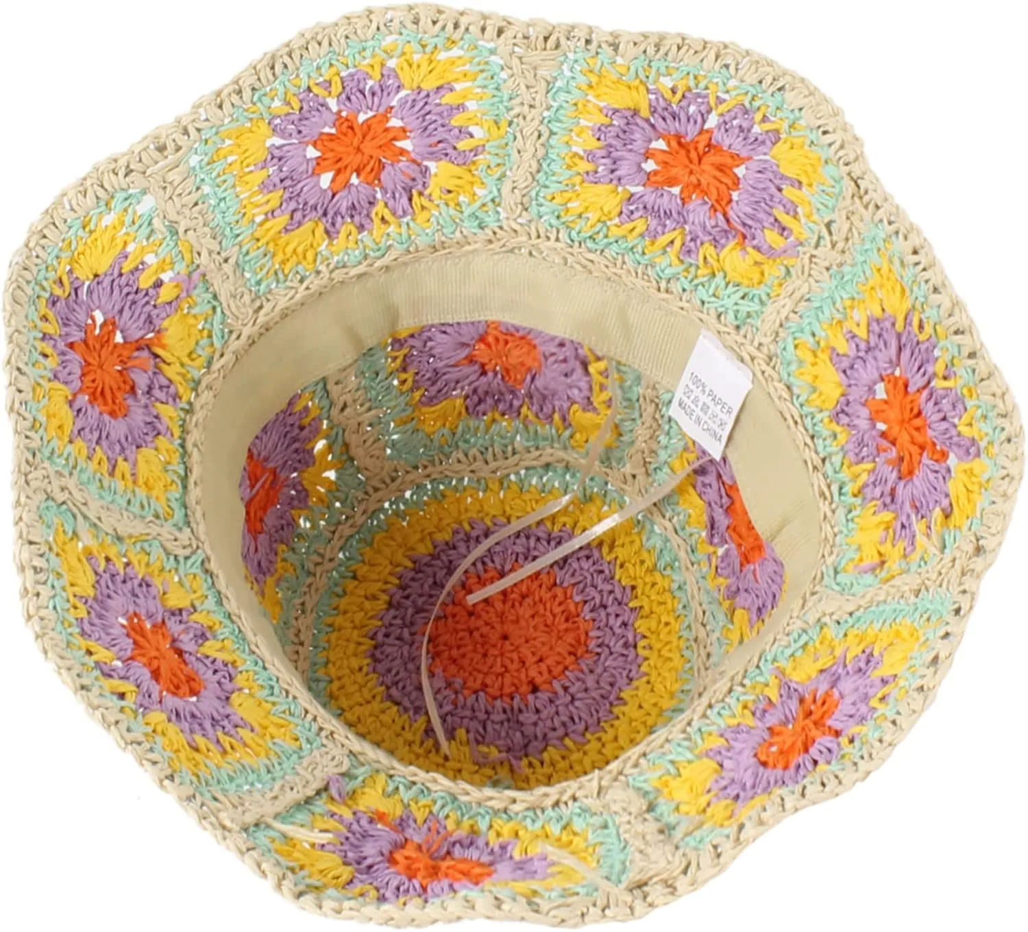 Minache Women Crochet Bucket Hats Floppy Beach Hat Floral Cap Foldable Outdoor Knitted Beanies