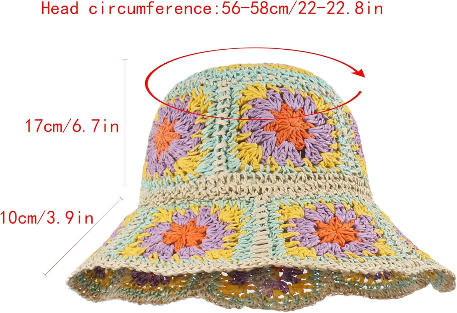 Minache Women Crochet Bucket Hats Floppy Beach Hat Floral Cap Foldable Outdoor Knitted Beanies
