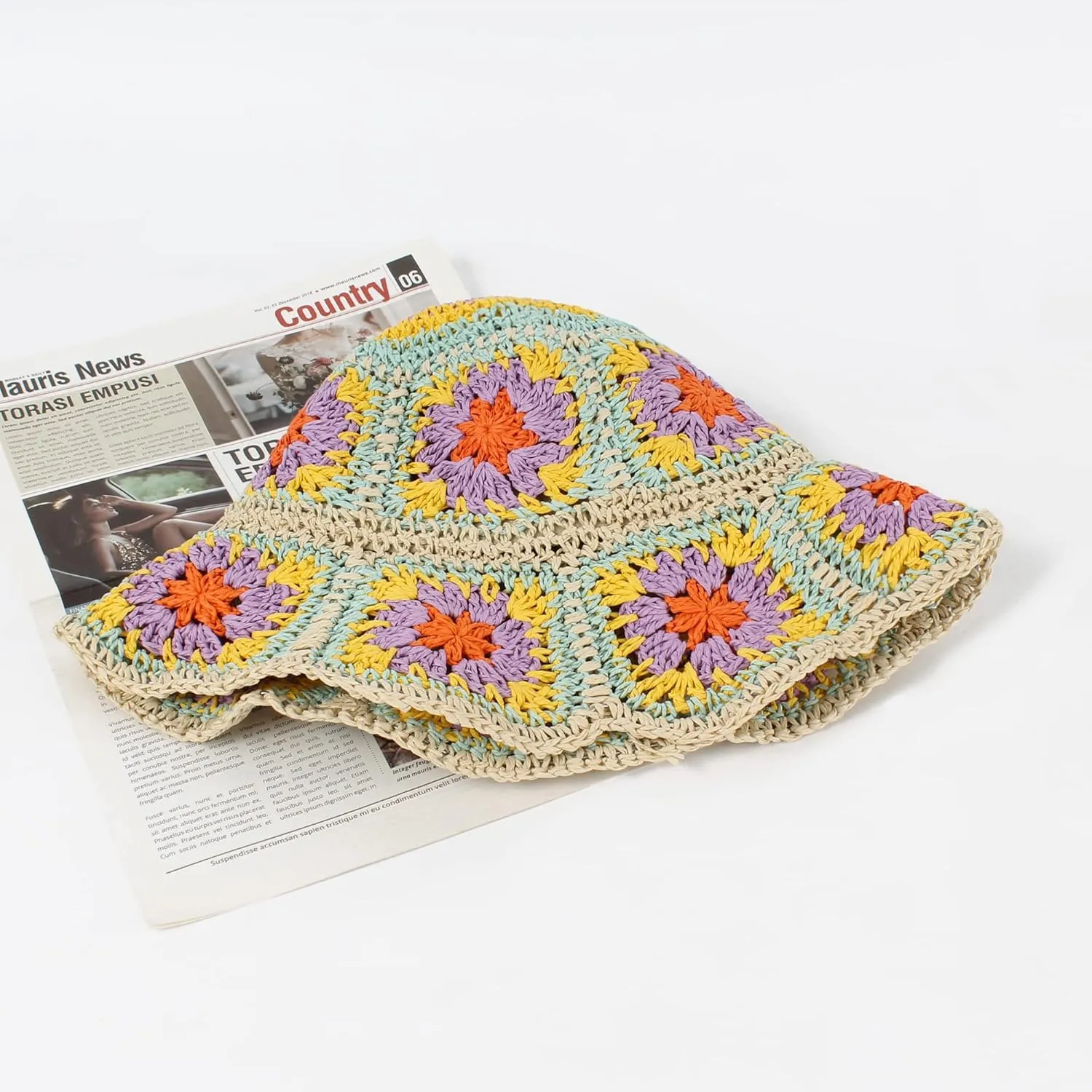 Minache Women Crochet Bucket Hats Floppy Beach Hat Floral Cap Foldable Outdoor Knitted Beanies