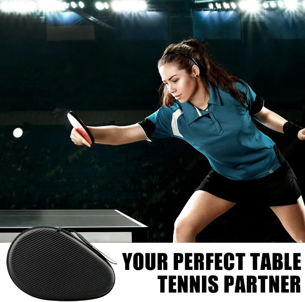 MiOYOOW Table Tennis Racket Case, Hard Shell Ping Pong Storage Bag Ping Pong Paddles Case with Zipper Can Hold 2 Short-Handled Rackets or 1 Long-Handled Racket