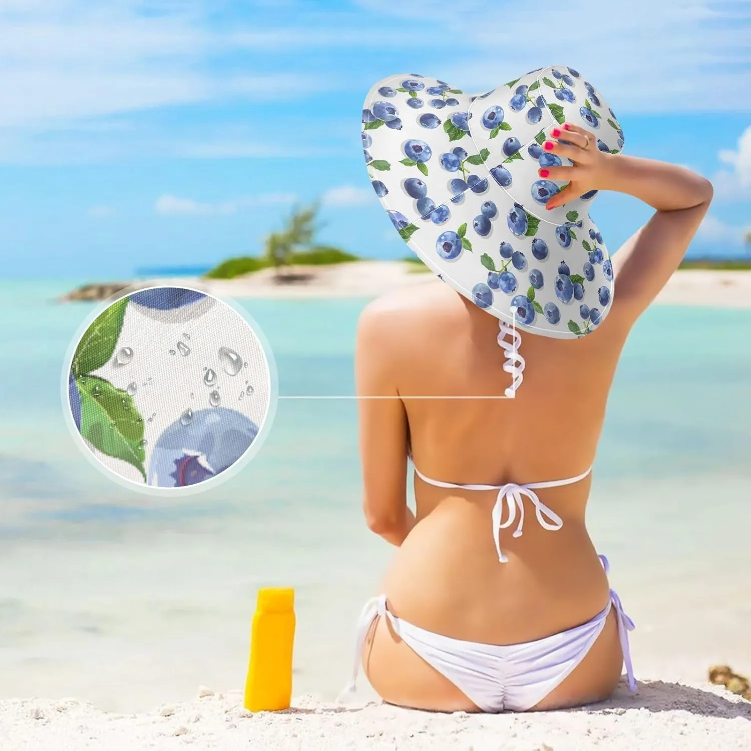 MNSRUU Wide Brim Hats for Women Watercolor Lemons Sun Hat Packable Sun Visors