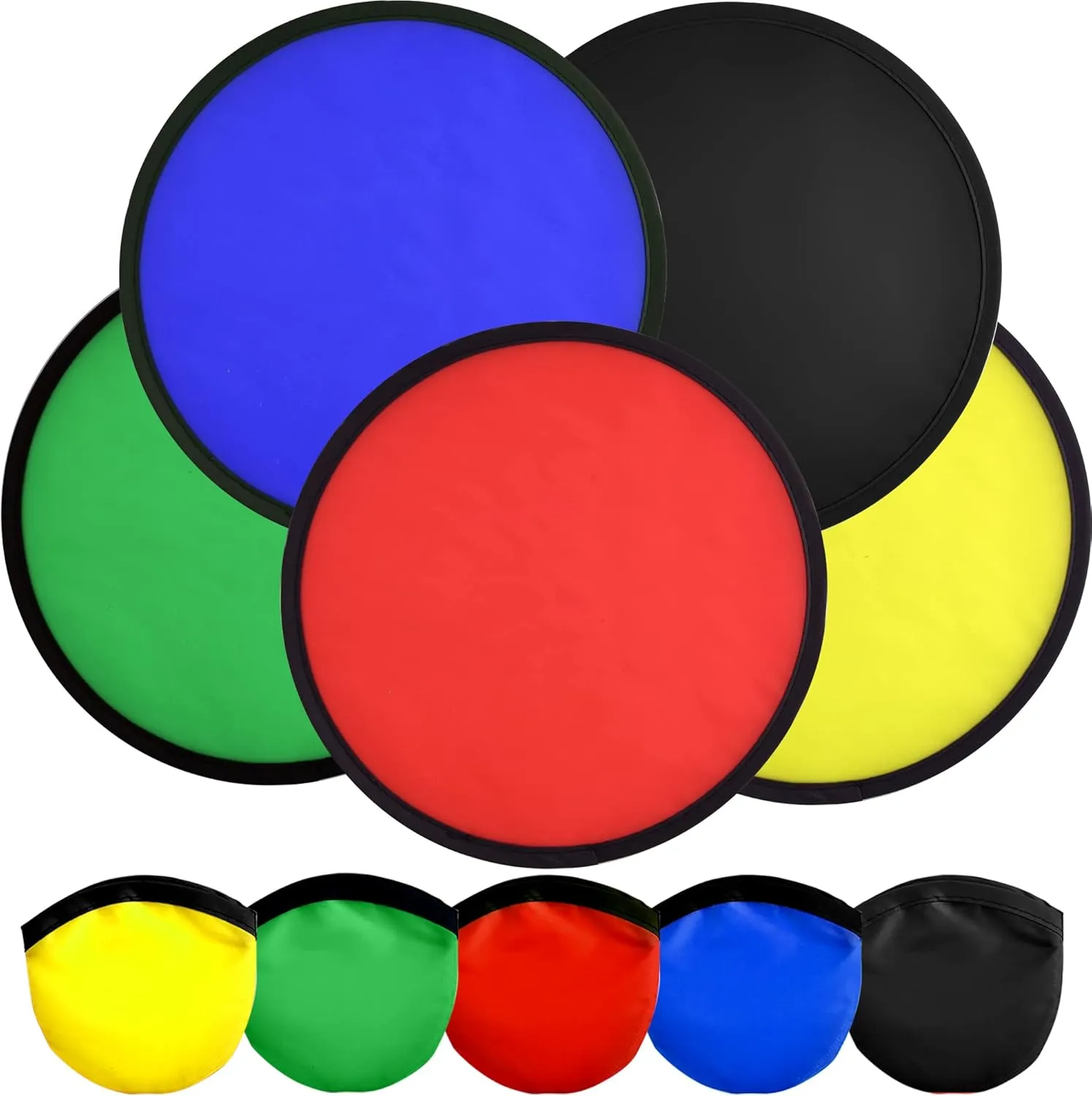 Mototo 30 Pieces Foldable Flying Disc Fans with Bag Folding Pocket Toy Set for Kids Fun Birthday Party Favors Summer Outdoor Activity Game Halloween Christmas, 5 Colors (8 inches)