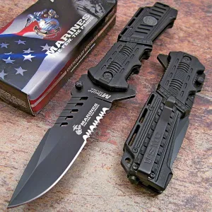 Mtech USA Marines Black Spring Assisted Opening Tactical Rescue Folding Pocket Knife