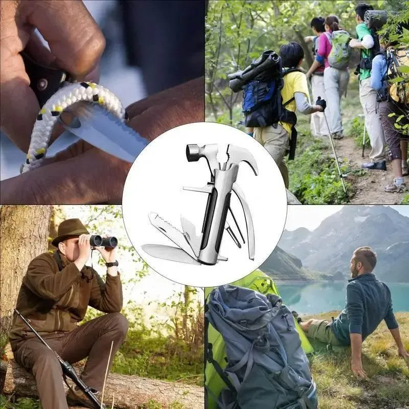 Multi-Function Camping Hammer Tool - 10-in-1 Portable Outdoor Gear