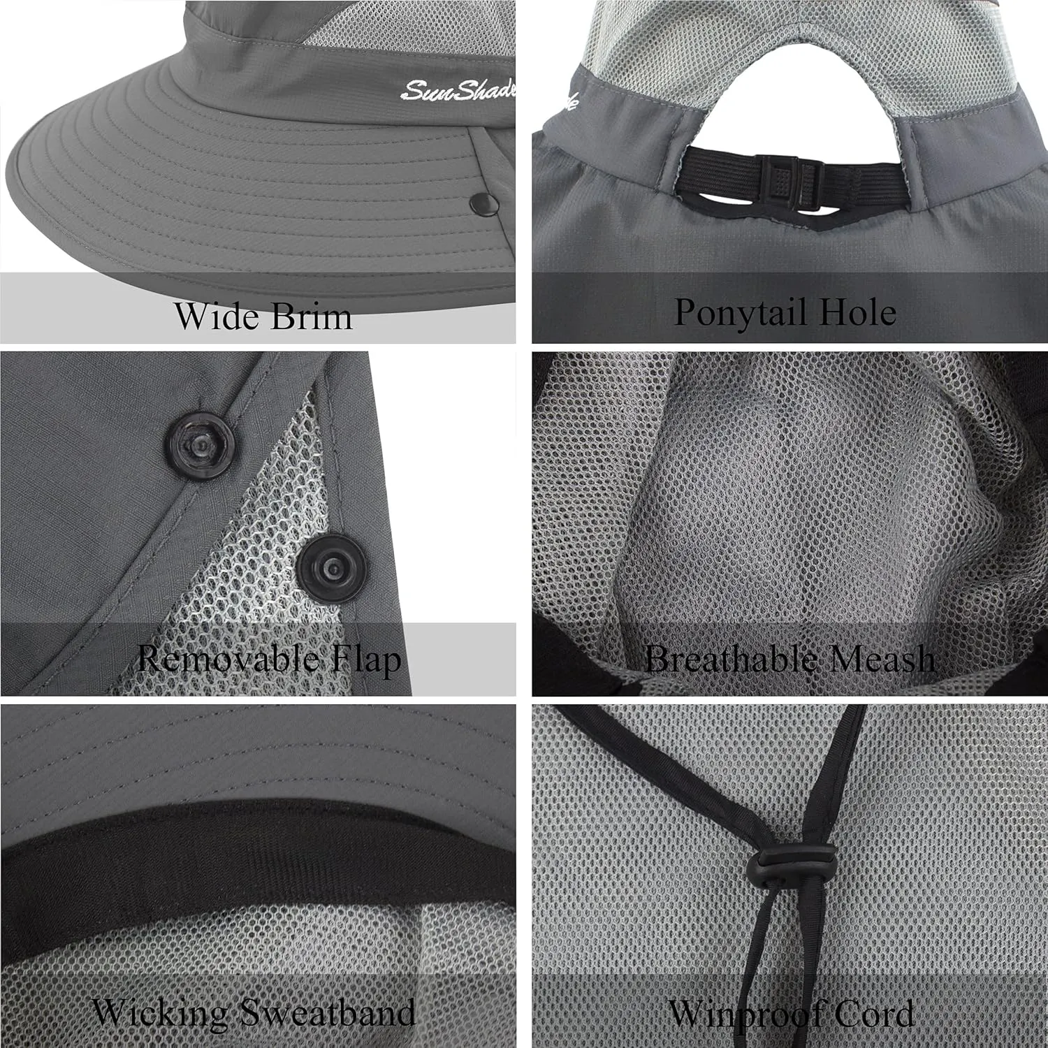 Muryobao Women's Ponytail Summer Sun UV Protection Hat Foldable Wide Brim Boonie Hats for Beach Safari Fishing