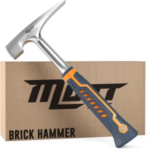 Mutt Tools Brick Hammer – 20oz Head Weight Masonry Hammer with Ergonomic Handle – Stone Masonry Tools for Brick Laying