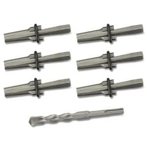 NATGAI 6 PCS 5/8 Inch Rock Splitting Wedges and 1PC Rotary Hammer Drill Bit, Rock Wedge and Feather Shims, Heavy Duty Stone Splitting Tools for Concrete, Marble, Granite, Rock, and Stone