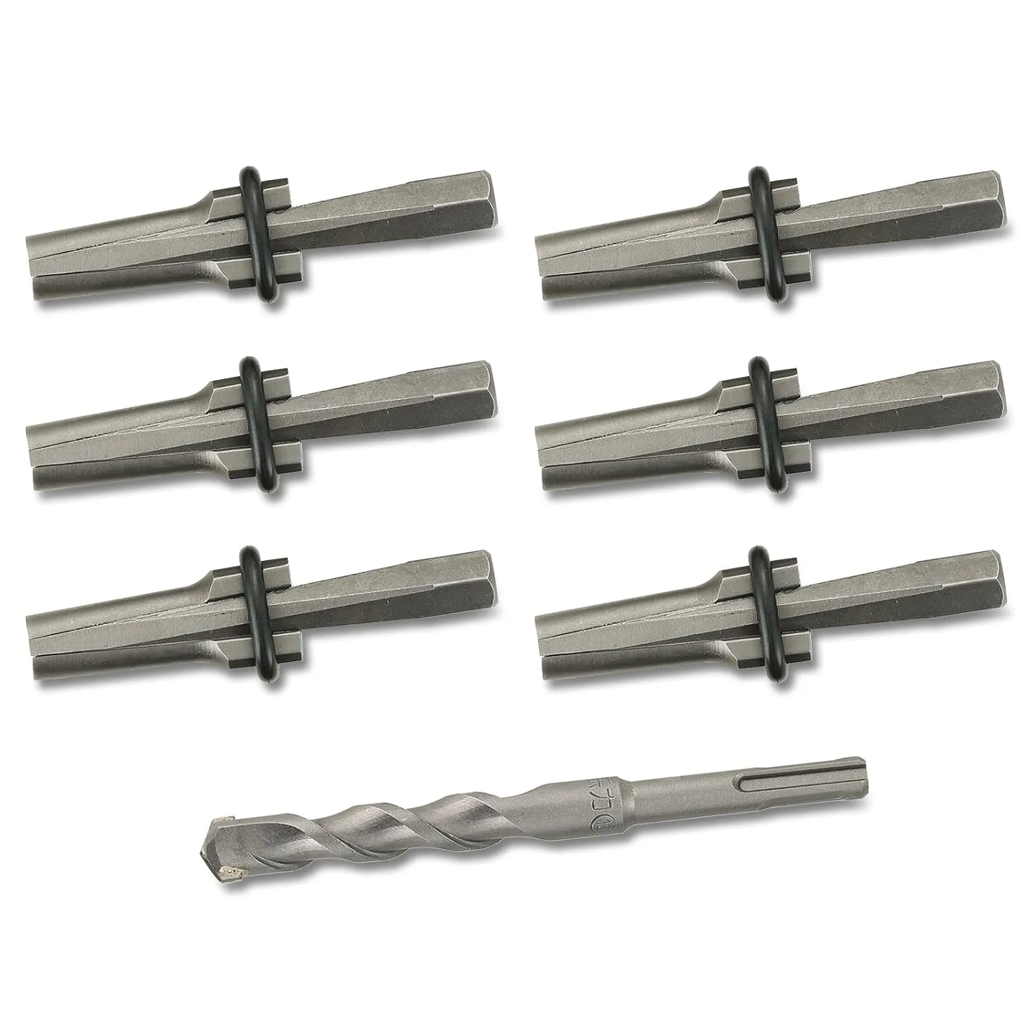 NATGAI 6 PCS 5/8 Inch Rock Splitting Wedges and 1PC Rotary Hammer Drill Bit, Rock Wedge and Feather Shims, Heavy Duty Stone Splitting Tools for Concrete, Marble, Granite, Rock, and Stone