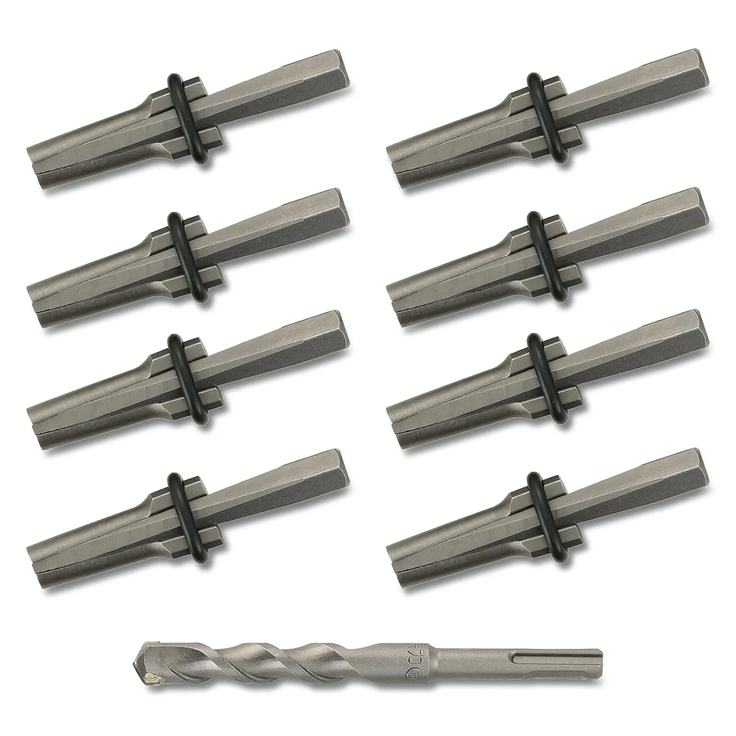 NATGAI 8 PCS 5/8 Inch Rock Splitting Wedges and 1PC Rotary Hammer Drill Bit, Rock Wedge and Feather Shims, Heavy Duty Stone Splitting Tools for Concrete, Marble, Granite, Rock, and Stone