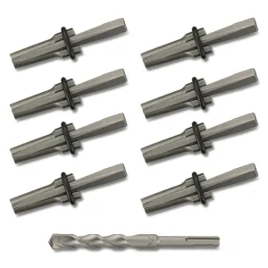 NATGAI 8 PCS 5/8 Inch Rock Splitting Wedges and 1PC Rotary Hammer Drill Bit, Rock Wedge and Feather Shims, Heavy Duty Stone Splitting Tools for Concrete, Marble, Granite, Rock, and Stone