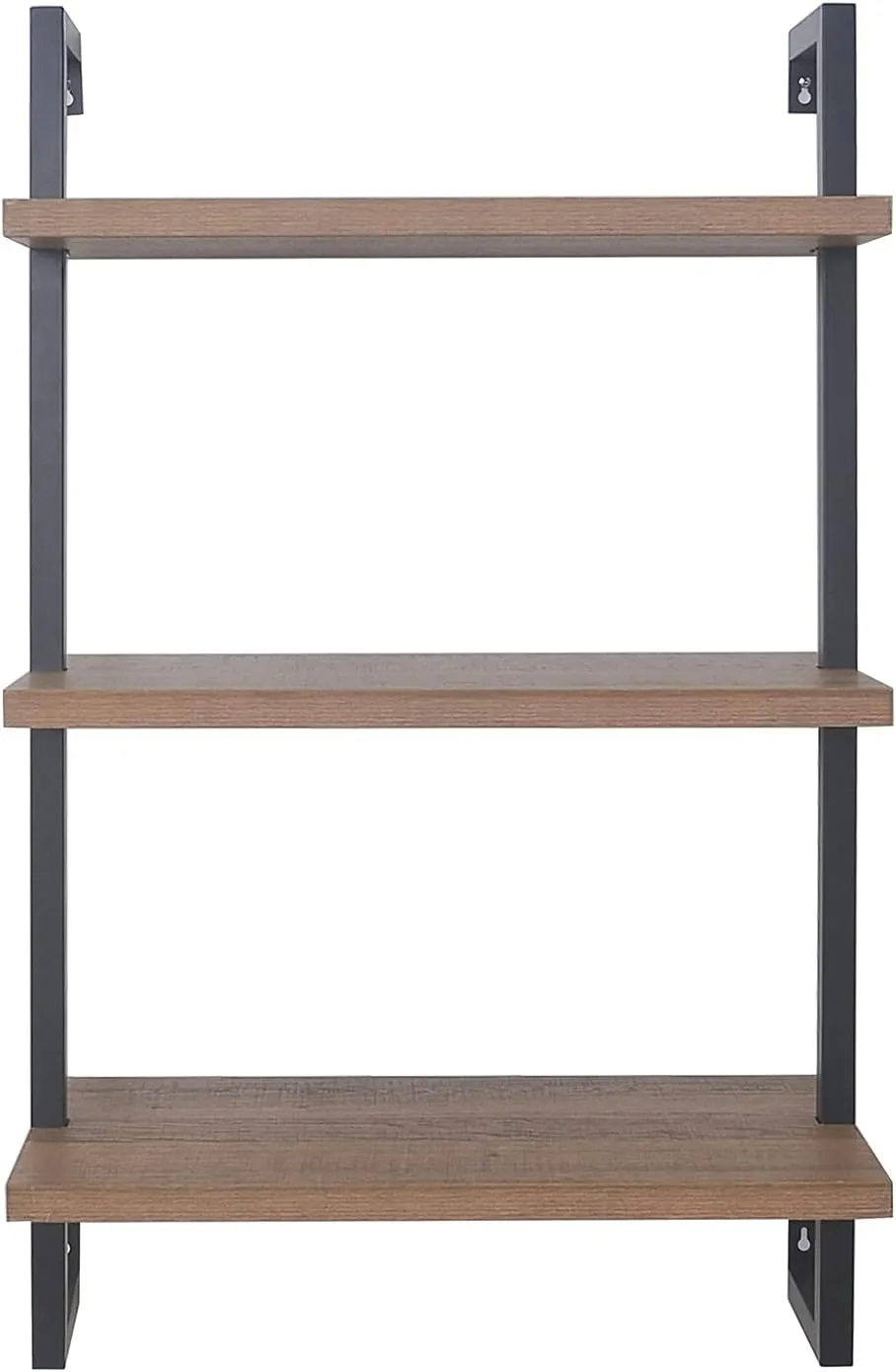 Nathan James Theo 3-Shelf Small Bookcase, Floating Wall Mount Bookshelf with Wood and Industrial Pipe/Metal Frame, Rustic Oak/Matte Black