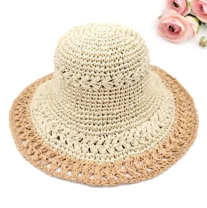 Natural Crochet Size Adjustable Foldable Straw Beach Hat