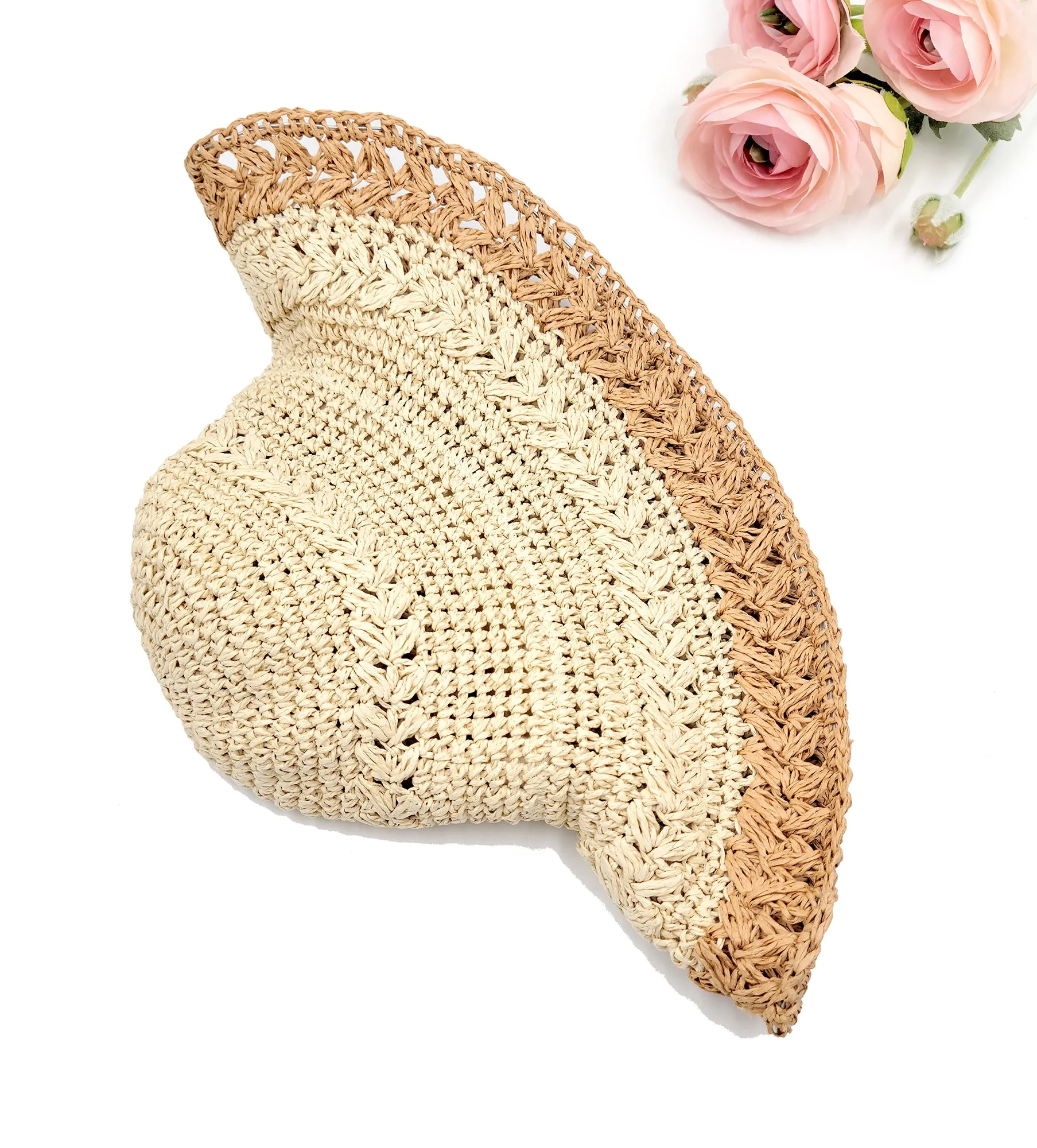 Natural Crochet Size Adjustable Foldable Straw Beach Hat