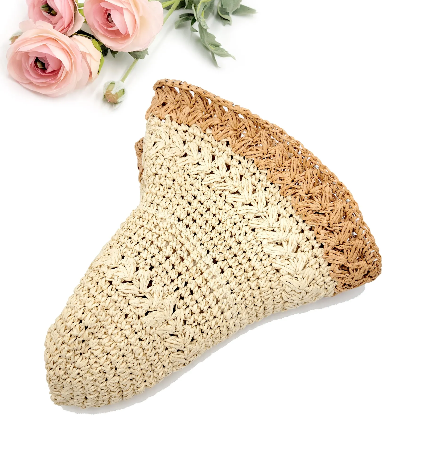 Natural Crochet Size Adjustable Foldable Straw Beach Hat
