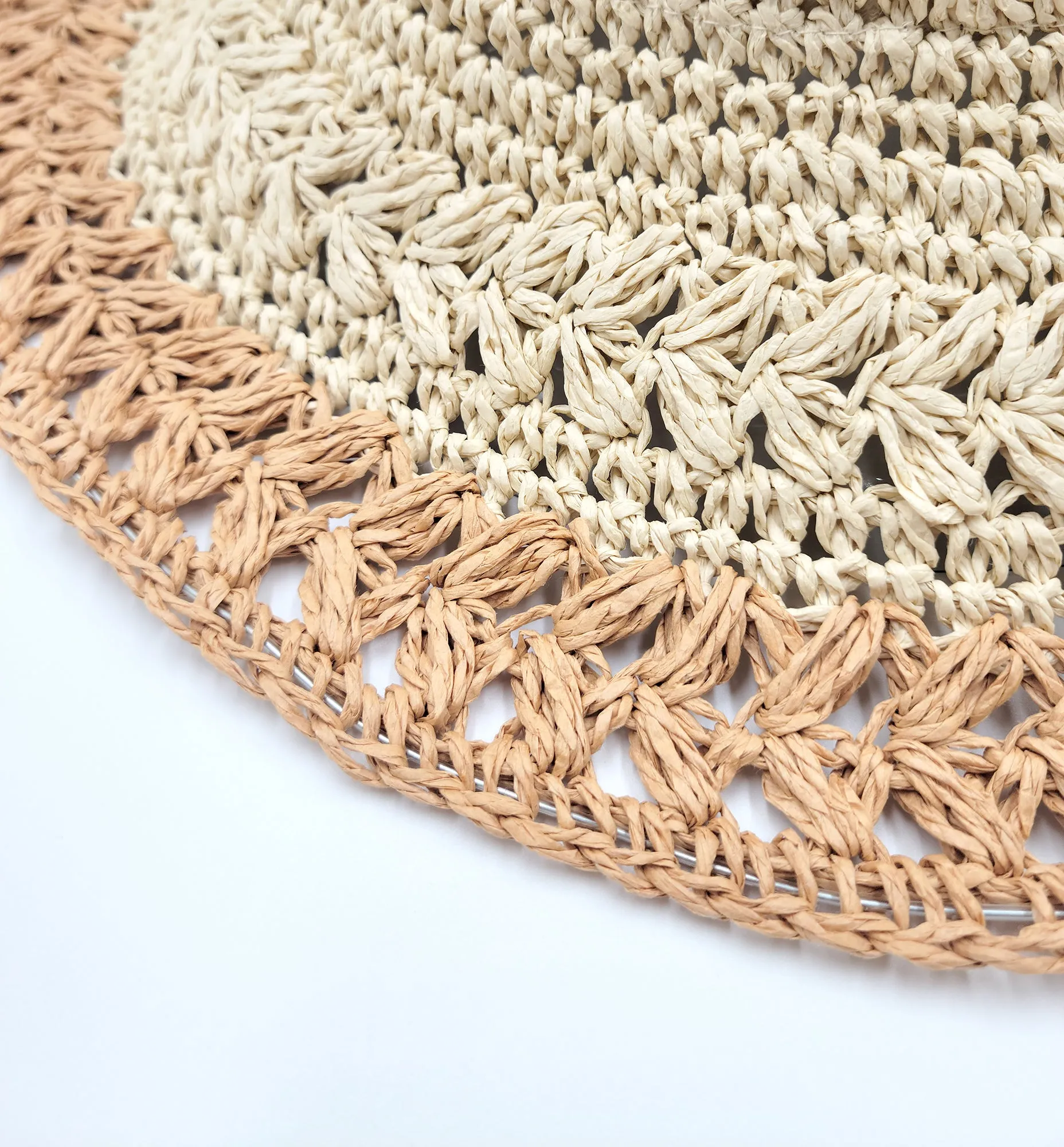 Natural Crochet Size Adjustable Foldable Straw Beach Hat