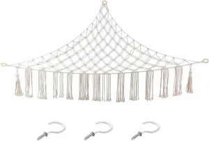 Net Bag, Exercise Ball Holder Corner Hanging Storage Net Or Hammock,Yoga Ball Rack Corner Hanging Storage Net for Yoga Studio and Gym Exercise, White