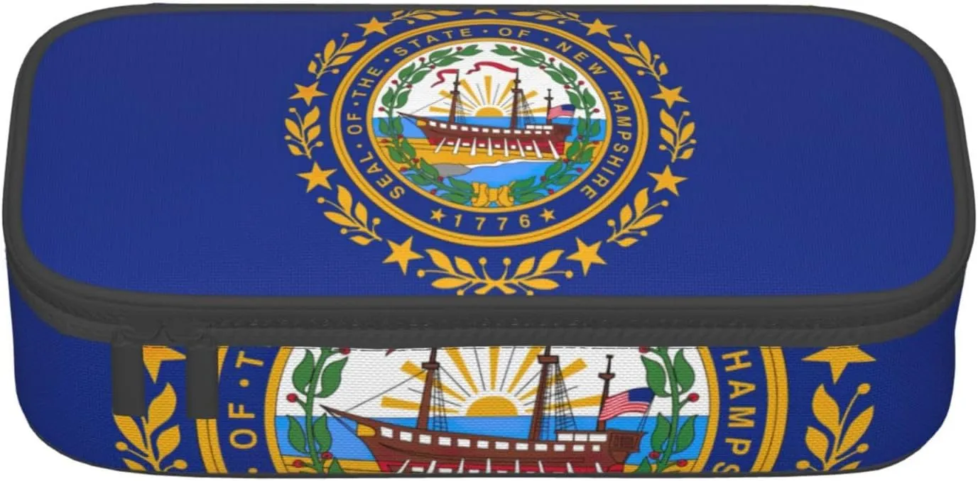 New Hampshire state flag Print Large - Capacity Cosmetic Makeup Organizer Bag: Designed for Eyebrow Pencils