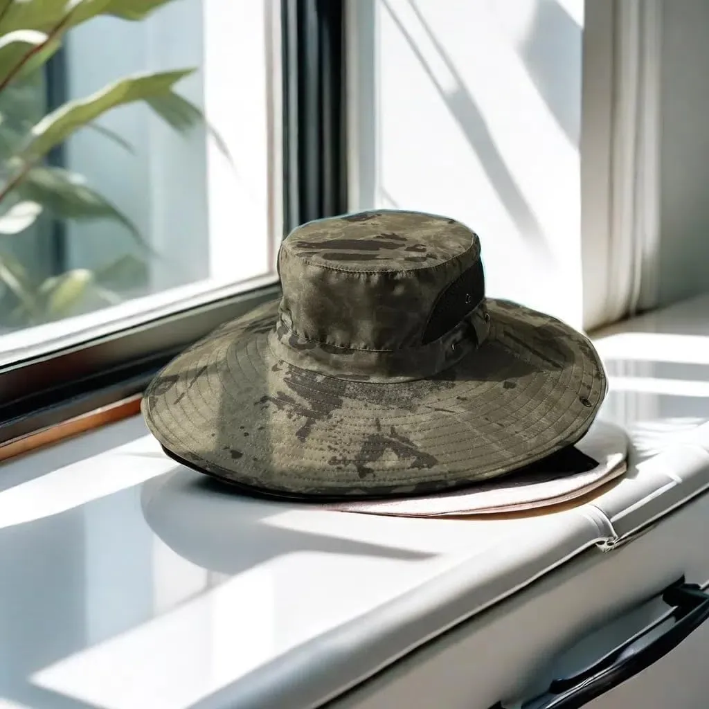 【New Size: L-XXL】 Wide Brim Fishing Sun Hat for Men UPF 50 Waterproof Breathable Safari Hiking Camping Hat for Big/Small Head