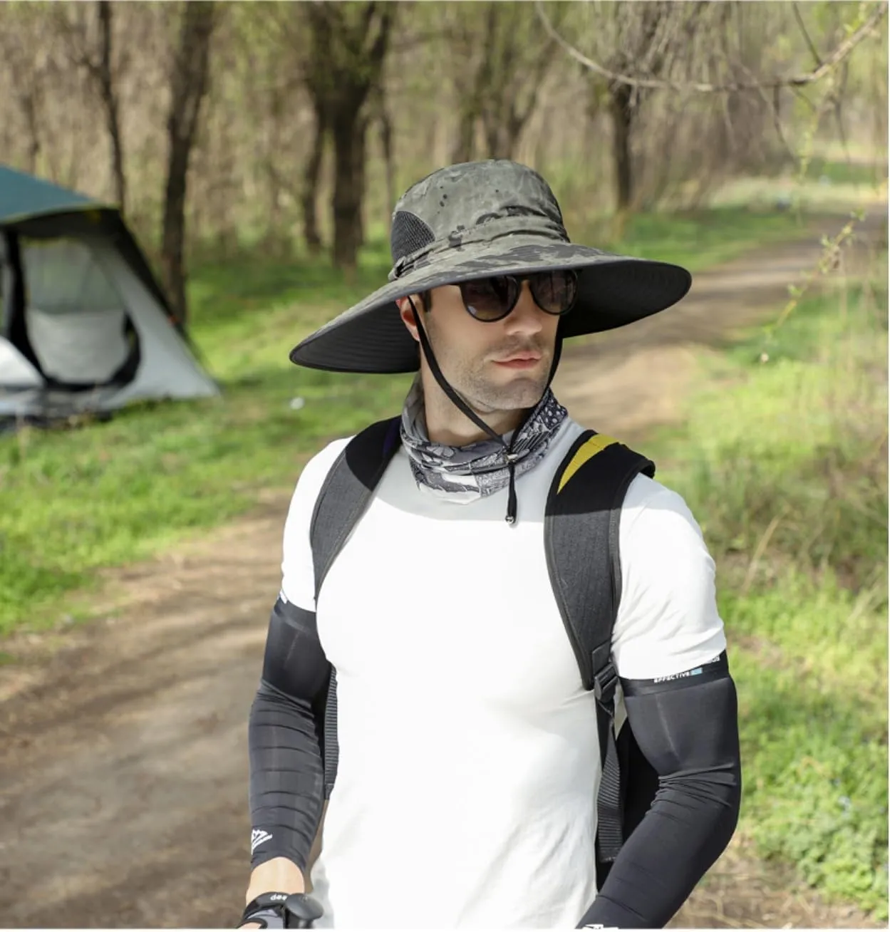 【New Size: L-XXL】 Wide Brim Fishing Sun Hat for Men UPF 50 Waterproof Breathable Safari Hiking Camping Hat for Big/Small Head