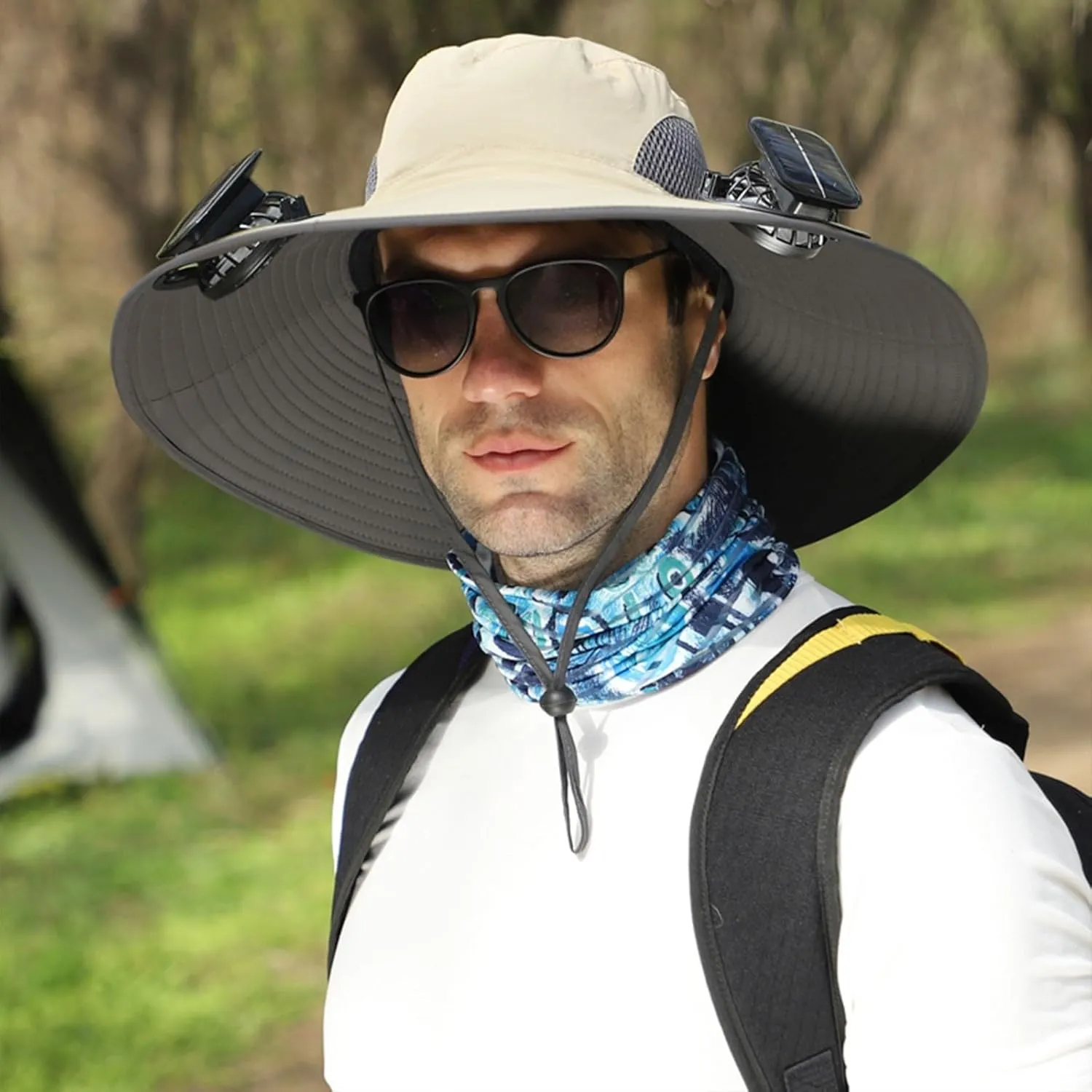 New Ultralight Solar Fan Sun Hat, Wide Brim Solar Fan Hat USB, Solar Powered Fan Hats for Men Fishing UPF 0